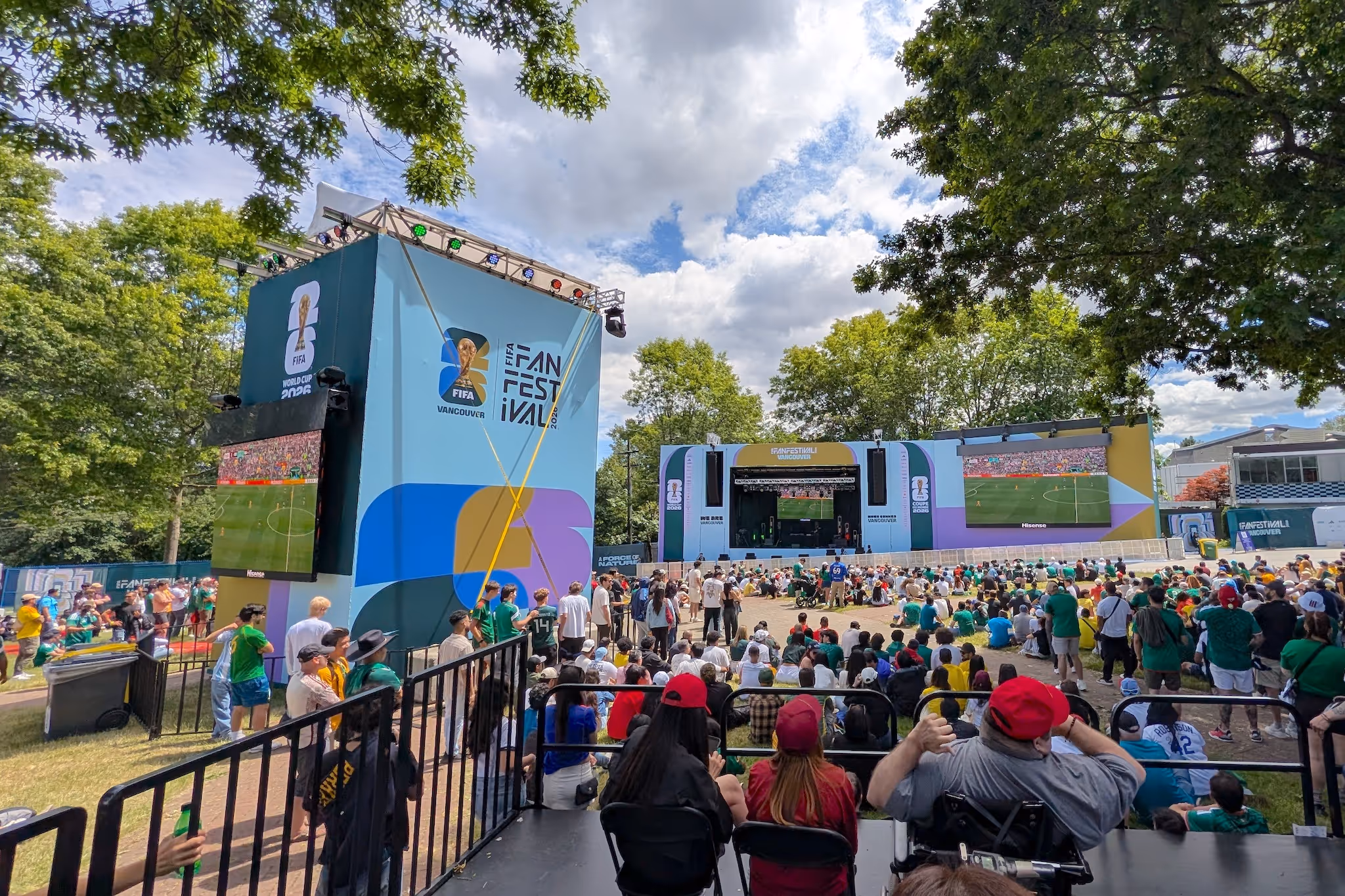 With 10 giant screens, free World Cup match viewing is everywhere at FIFA Fan Festival Vancouver — not just the amphit…