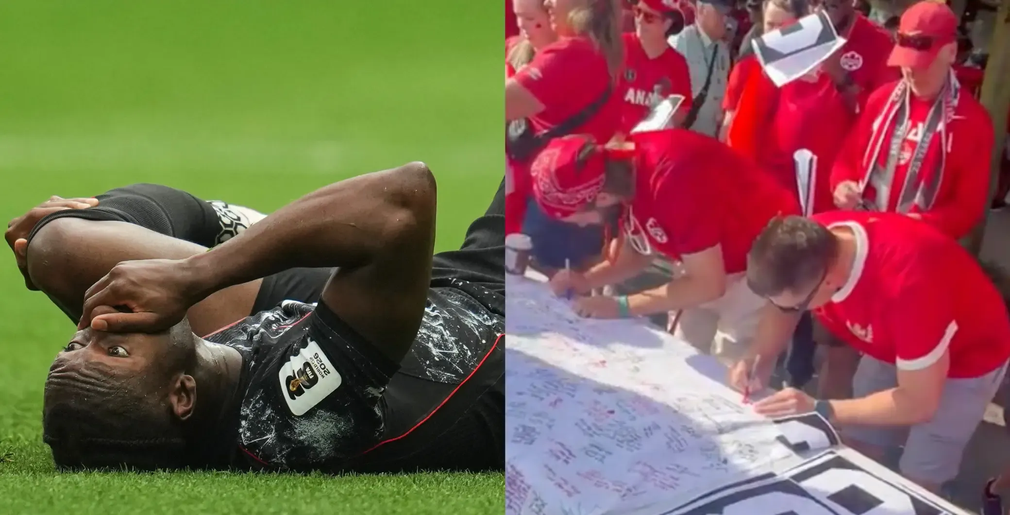 Canada fans honouring injured player Ismaël Koné ahead of World Cup game against Switzerland in Vancouver