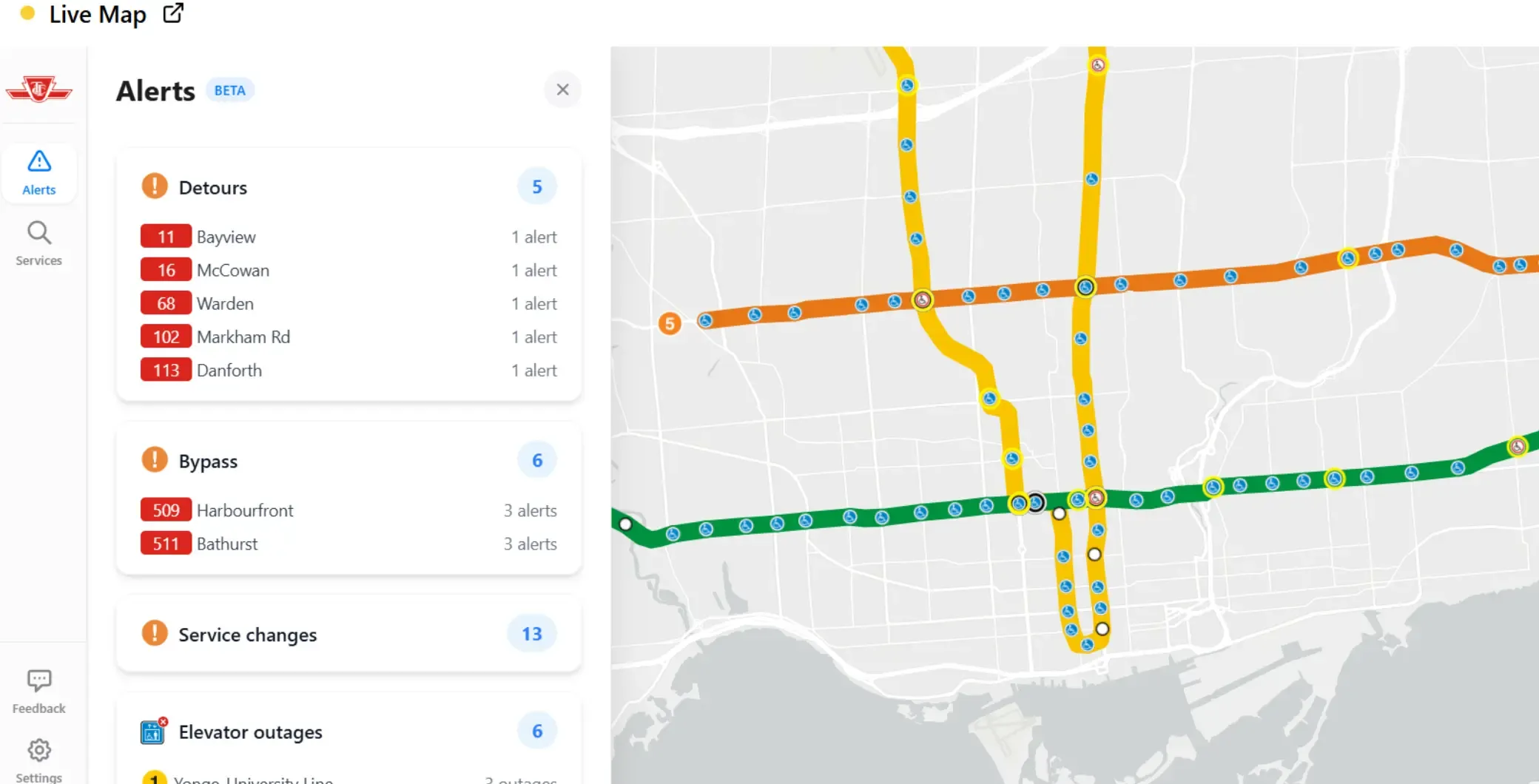 New TTC live map lets riders track delays, departures and disruptions in real time