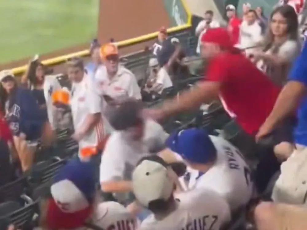 Viral video shows Yankees fan thrown down stairs in ballpark brawl with Rangers fans