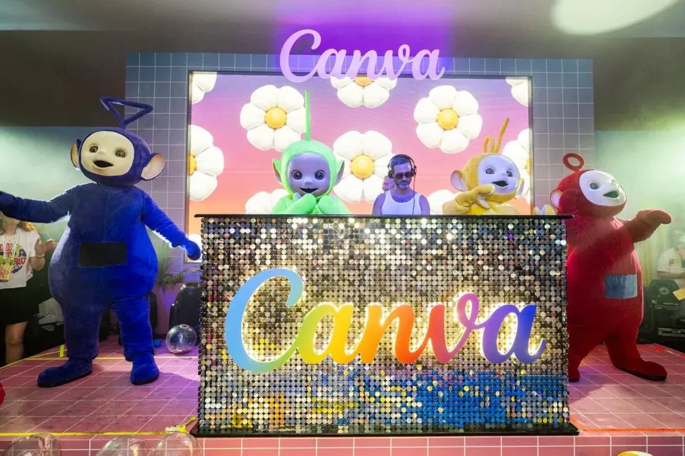 Teletubbies Dance for LGBTQ+ Rights at Canva Beach Pride Party at Cannes Lions