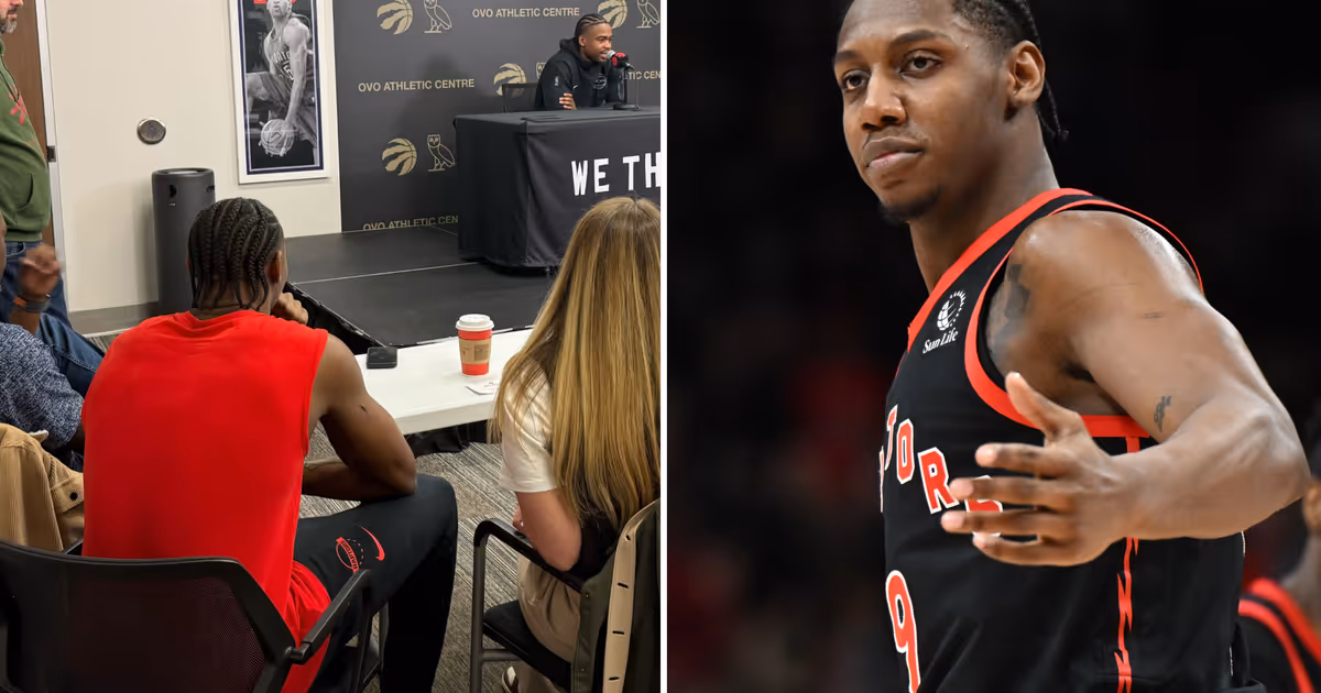 RJ Barrett hilariously crashes Toronto Raptors playoff press conference