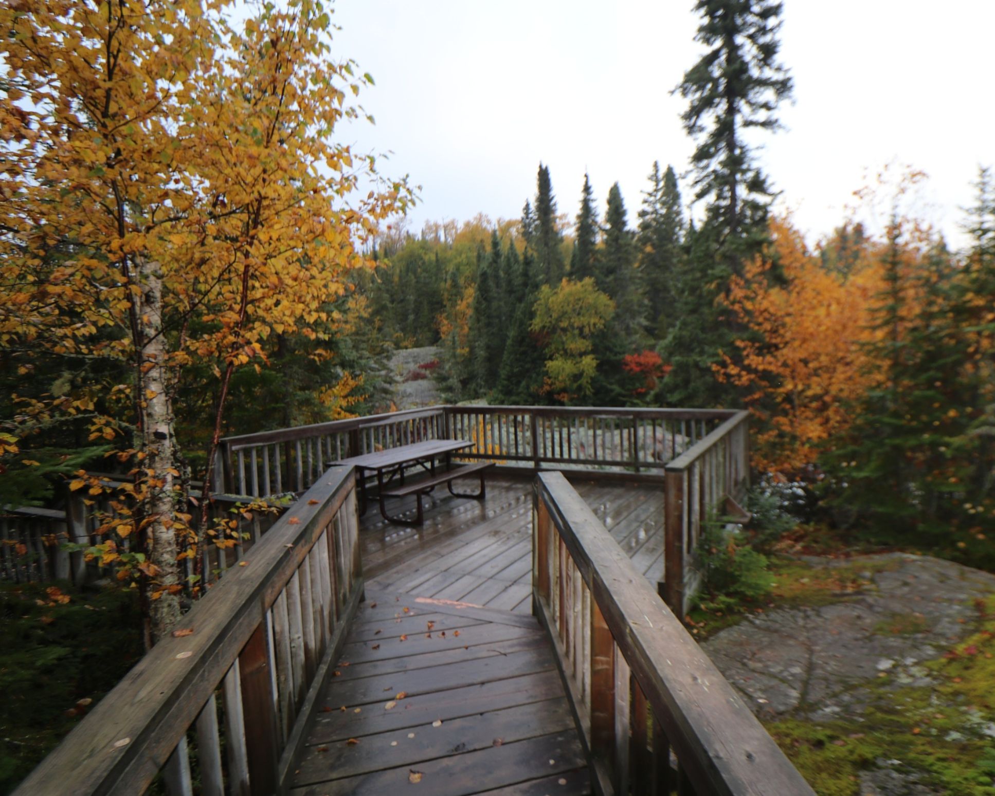 Fall hiking at Rainbow Falls Provincial Park