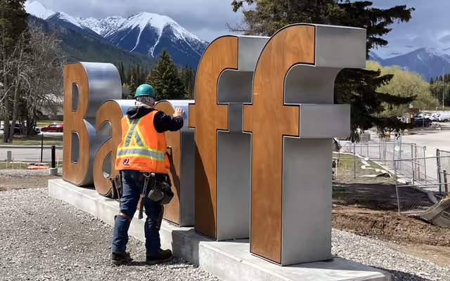 The iconic Banff sign is on the move once again