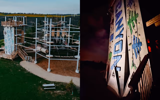 An aerial park outside Red Deer is letting people climb and crawl after dark