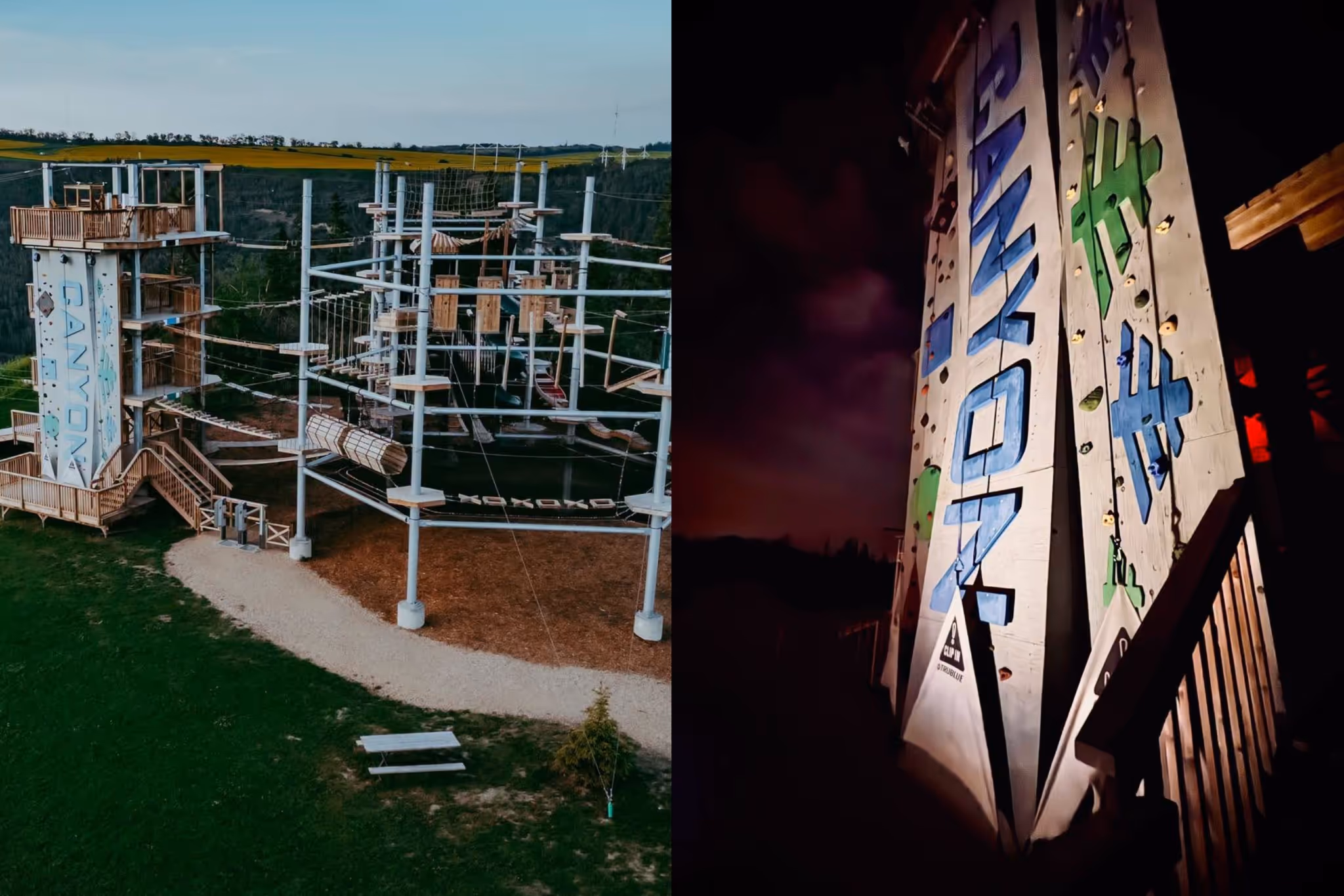 An aerial park outside Red Deer is letting people climb and crawl after dark