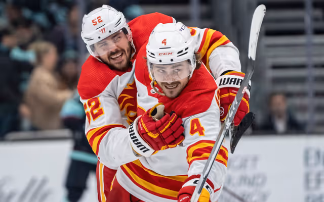 Ex-Calgary Flames teammates were throwing punches at each other in playoff game