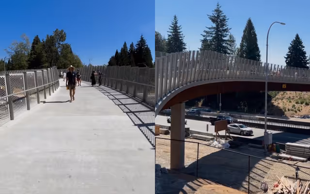 $17-million pedestrian and cyclist bridge above Upper Levels Highway opens in North Vancouver