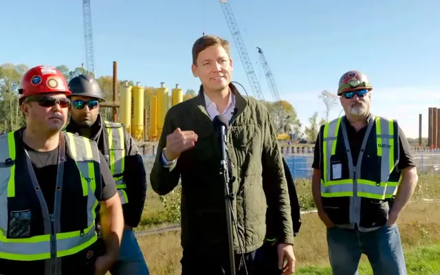 BC NDP's David Eby argues new George Massey Tunnel has passed the point of no return, with early construction works we…