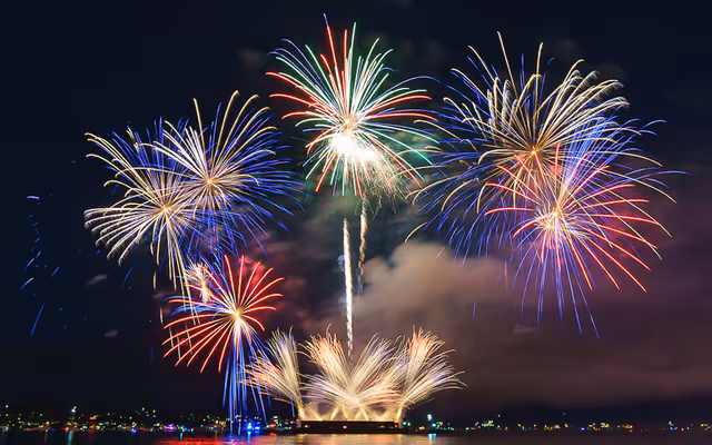 Vancouver civic pride-themed fireworks, featuring music from Expo '86, 2010 Olympics, and FIFA World Cup, light up Eng…
