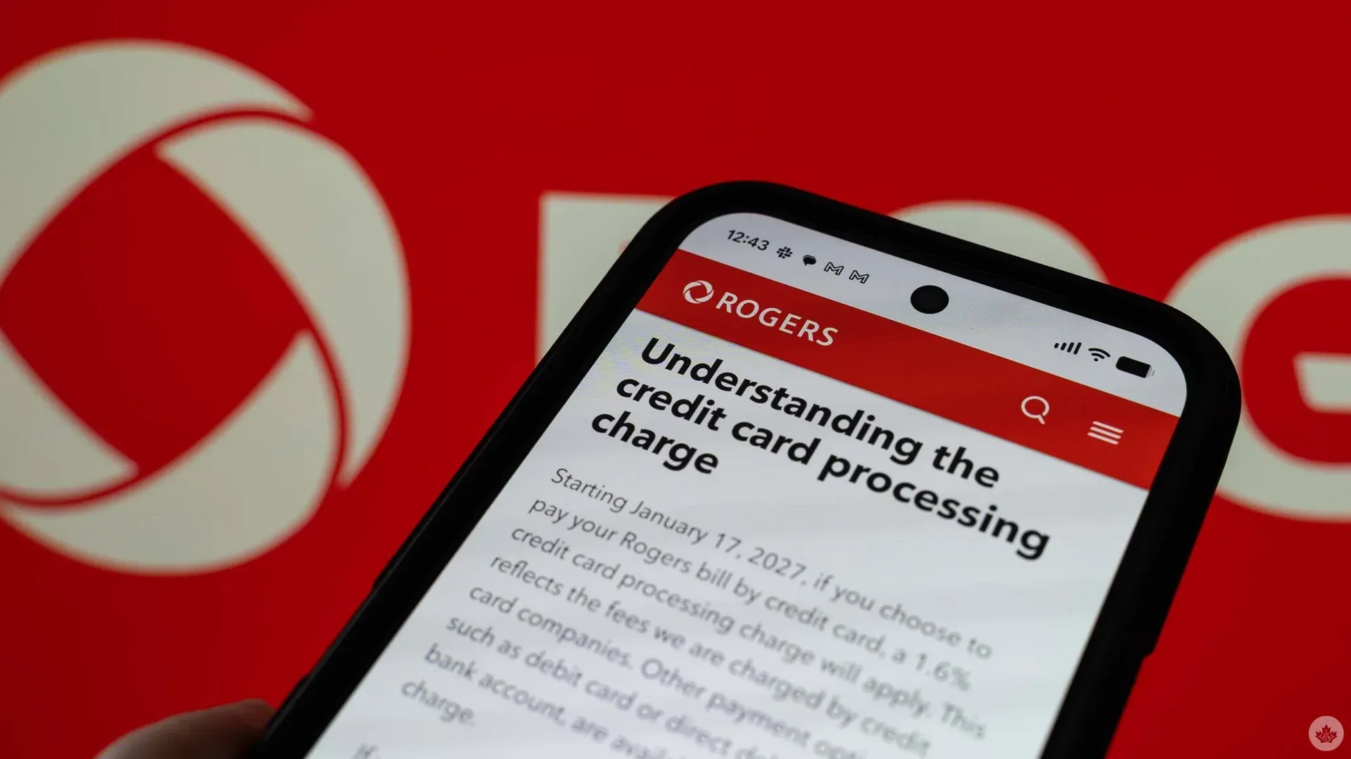 Rogers will soon charge a 1.6% credit card processing fee on bills