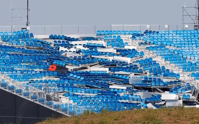 Torn-out seats seen at Rogers Stadium after severe Toronto storm