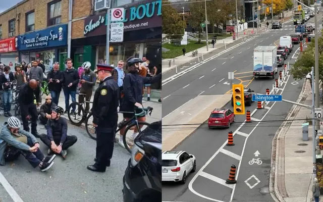 Protesters could be criminally charged for blocking bike lanes removal, Toronto police warns as protests continue