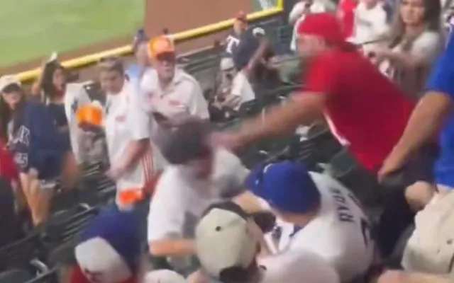 Viral video shows Yankees fan thrown down stairs in ballpark brawl with Rangers fans