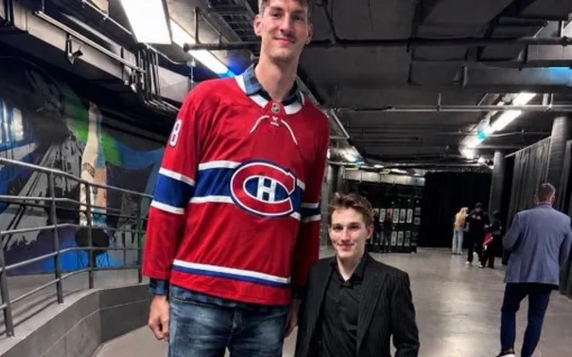 Canadiens' Lane Hutson dwarfed by 7‑Foot‑9 NCAA sensation Olivier Rioux