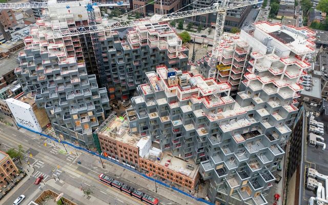 Glass-Block Cladding Climbing Peaks at KING Toronto