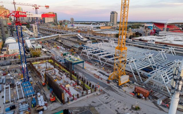 Concourse and Entrance Works Progress at Exhibition Station Expansion