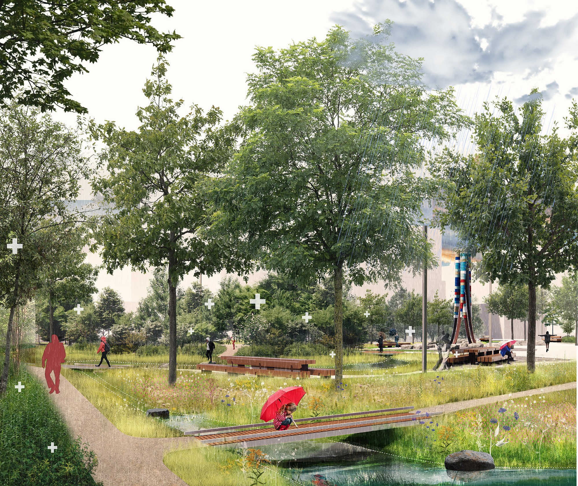 Five Visions Compete for Permanence at New Liberty Village Park