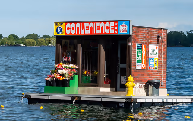 Toronto's floating convenience store is leaving and people even held a funeral for it