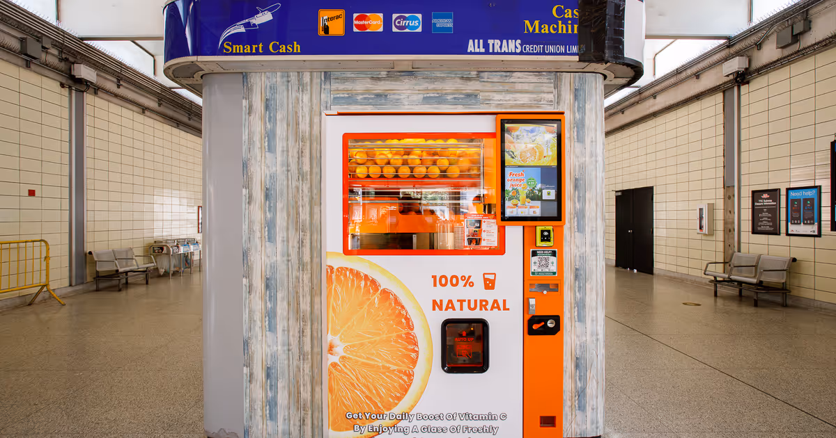 TTC subway station now has a robot juice-making machine and it's actually good