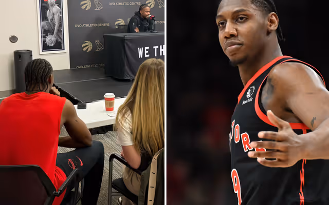 RJ Barrett hilariously crashes Toronto Raptors playoff press conference
