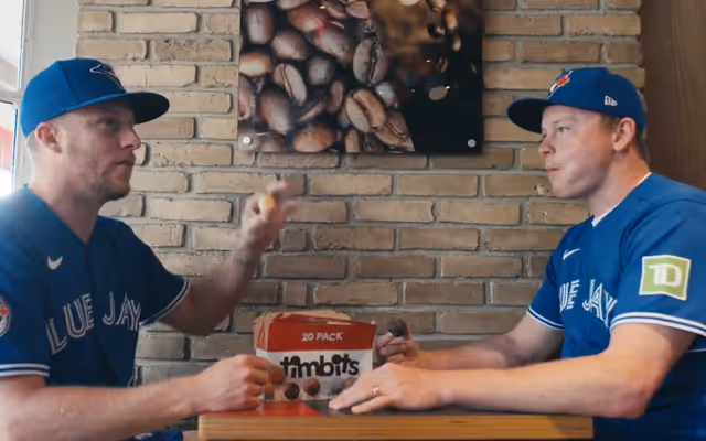 Toronto Blue Jays players go on Tim Hortons coffee run in full gear