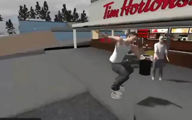 Someone made an unhinged Ontario video game where you skateboard in a Timmies