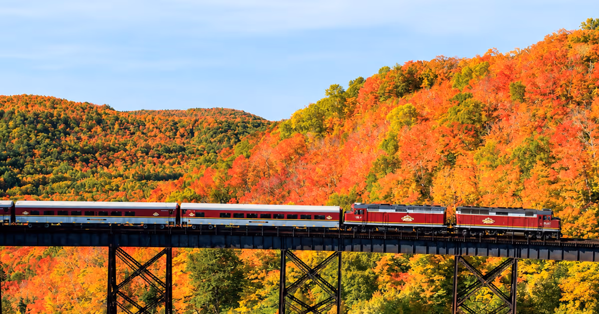 You can take a scenic train ride over giant dam to see fall colours in Ontario
