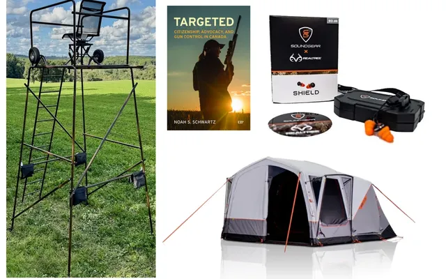 Cool new fall gear includes a towable stand, smart ear protection, an inflatable-frame tent and a book on Canadian fir…